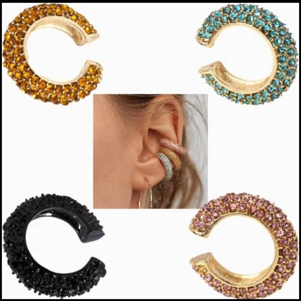 Rhinestone earrings cuffs